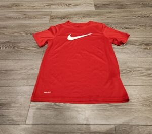 Nike Red Short-Sleeve Dri-FIT Tee with White Swoosh